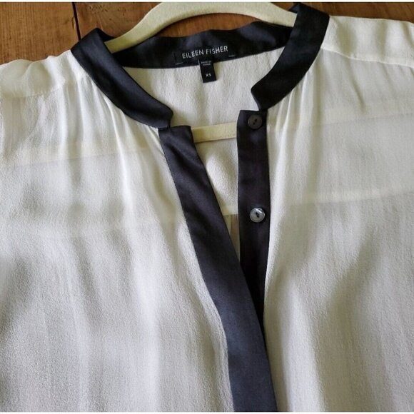 Eileen Fisher Sz XS 100% SILK Chiffon Ombre Asymmetrical Long Tunic Top Blouse - Picture 4 of 11